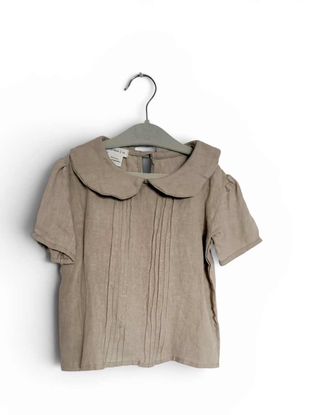 Fin & Vince Linen Peter Pan Collar Top - Taupe